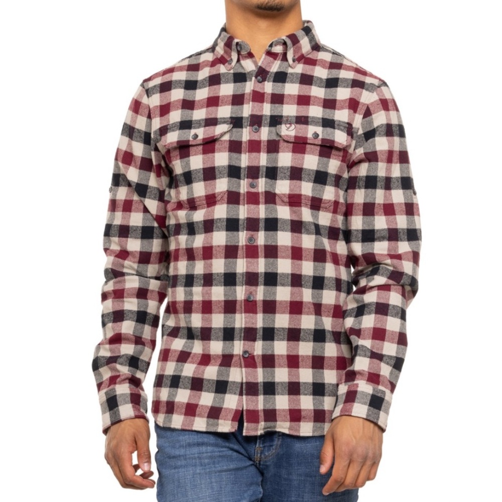 Mens Fjallraven Skog Plaid Cotton Button Down Casual Long Sleeve Flannel Medium